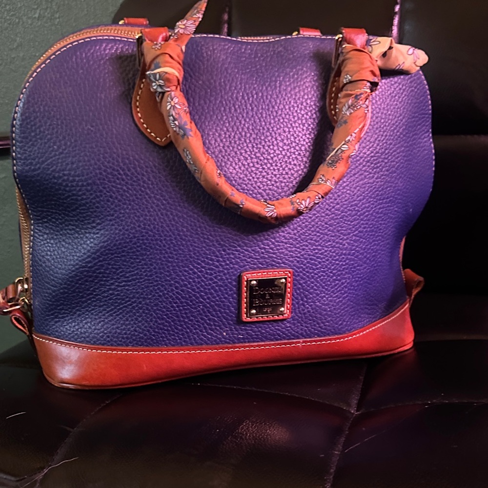 Dooney & Bourke Royal Blue and Brown Satchel